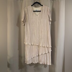 BFA Classic Cream/Light Pink Asymmetrical Dress